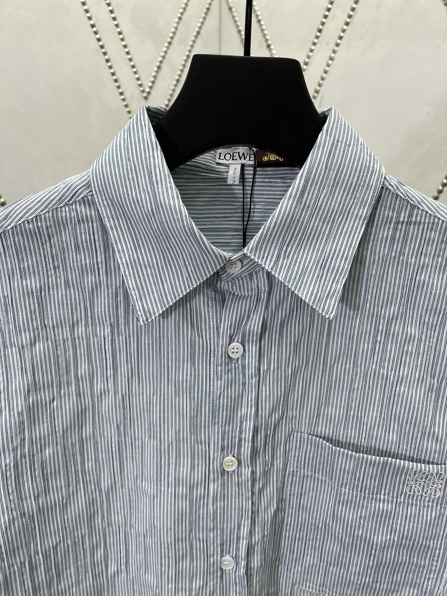Ludwig Cotton Striped Shirt with Anagram Embroidery in Various Sizes - 图片 3