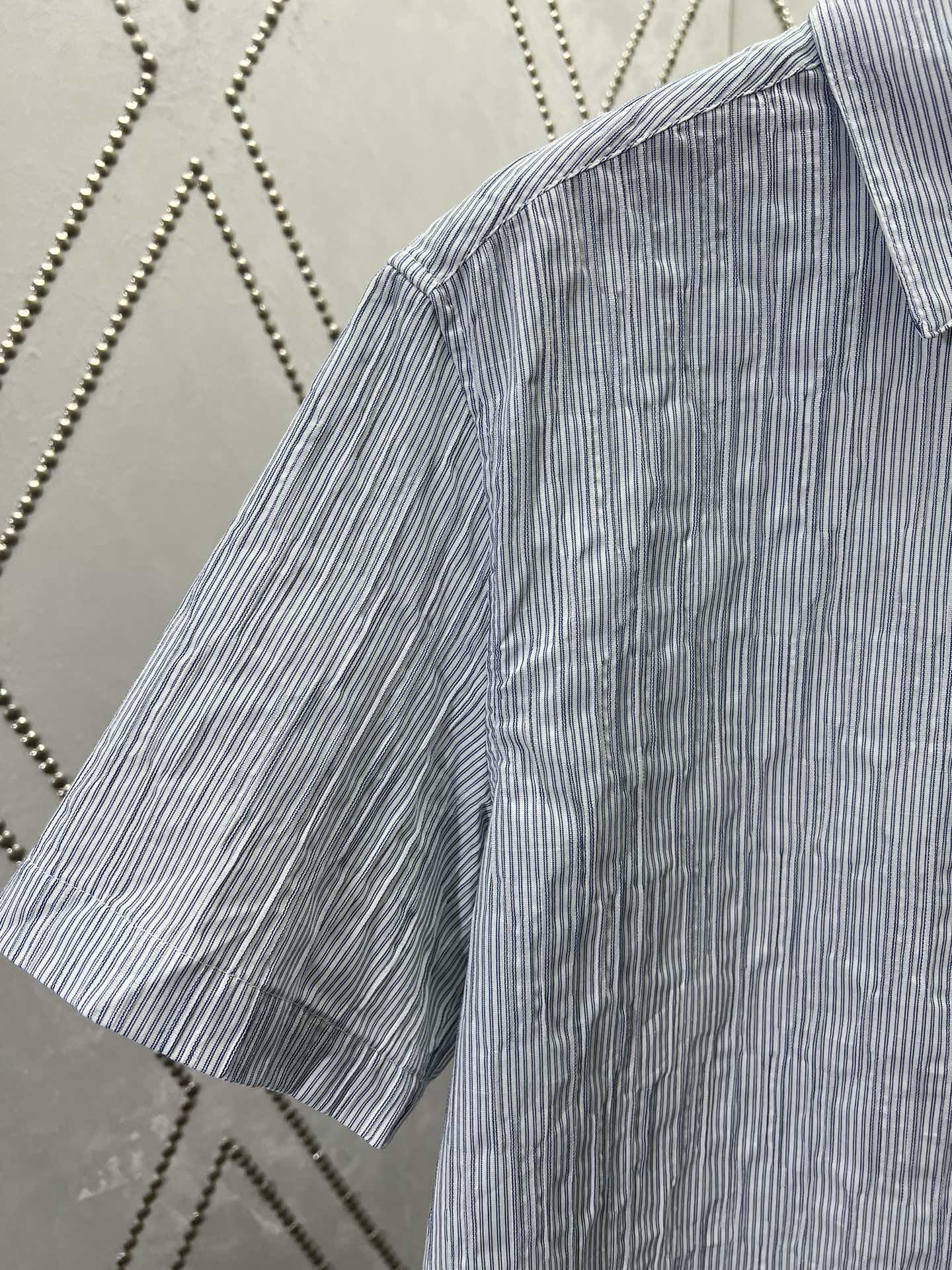 Ludwig Cotton Striped Shirt with Anagram Embroidery in Various Sizes - 图片 4