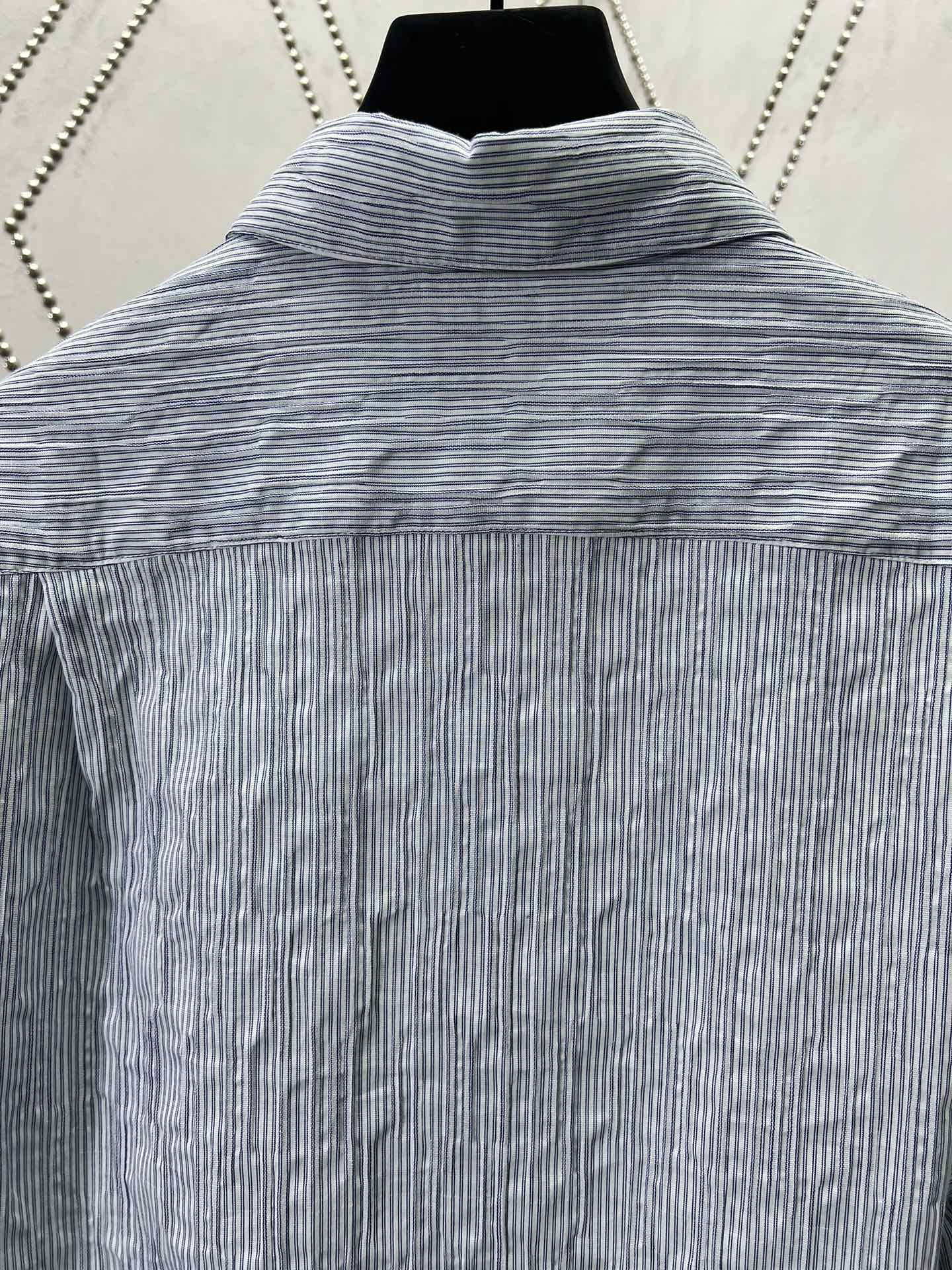 Ludwig Cotton Striped Shirt with Anagram Embroidery in Various Sizes - 图片 7