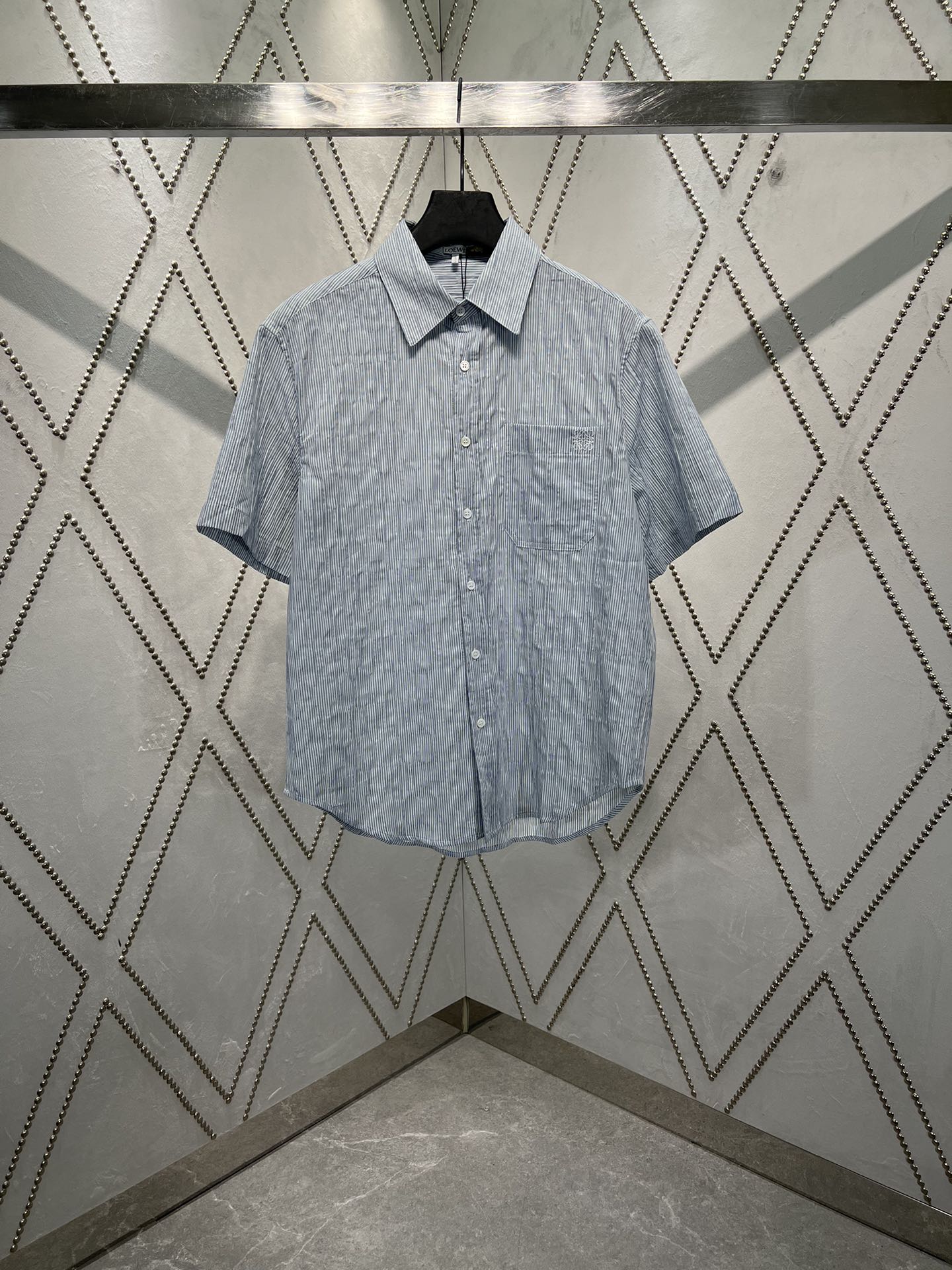 Ludwig Cotton Striped Shirt with Anagram Embroidery in Various Sizes