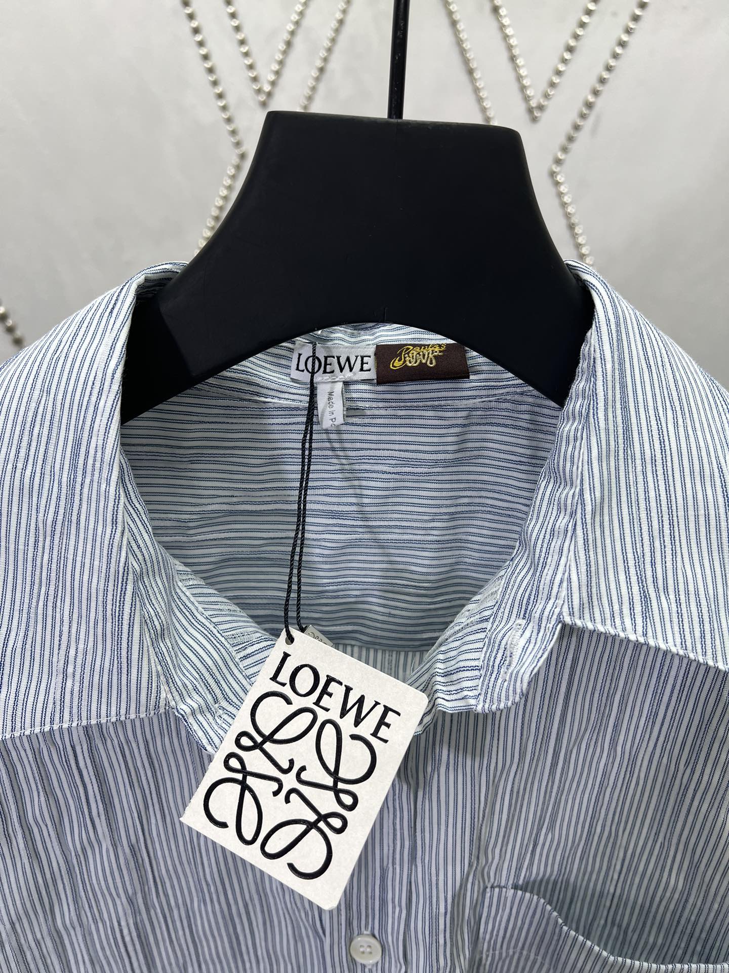 Ludwig Cotton Striped Shirt with Anagram Embroidery in Various Sizes - 图片 6