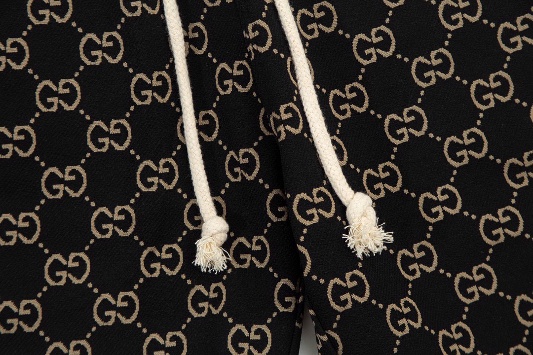 古驰/Gucci 夏季新款 提花字母侧边织带休闲短裤 黑色