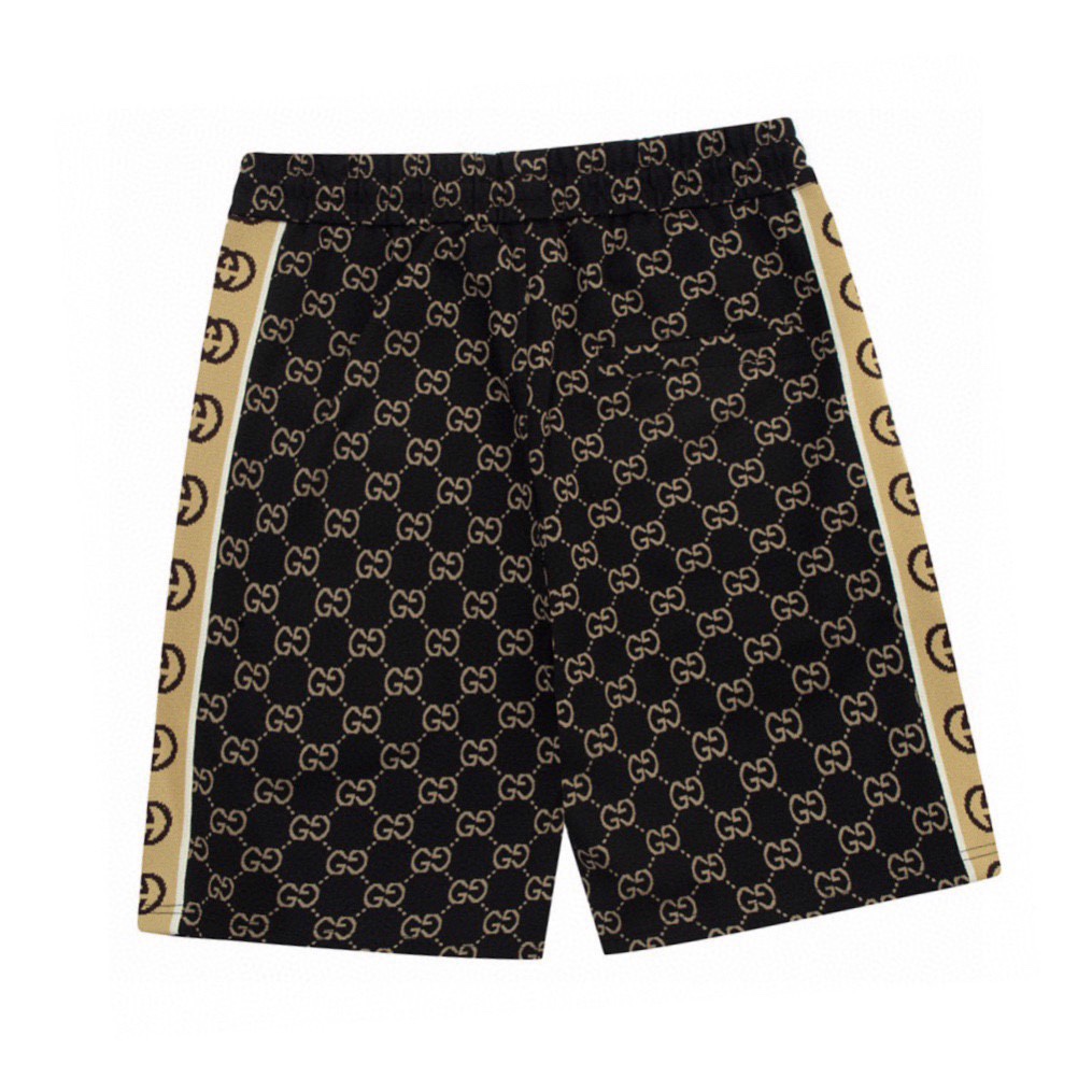 古驰/Gucci 夏季新款 提花字母侧边织带休闲短裤 黑色