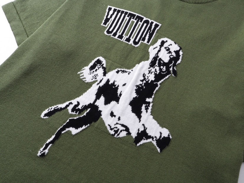 路易威登/Louis Vuitton 夏季新品 猎犬针织圆领毛衣短袖 墨绿