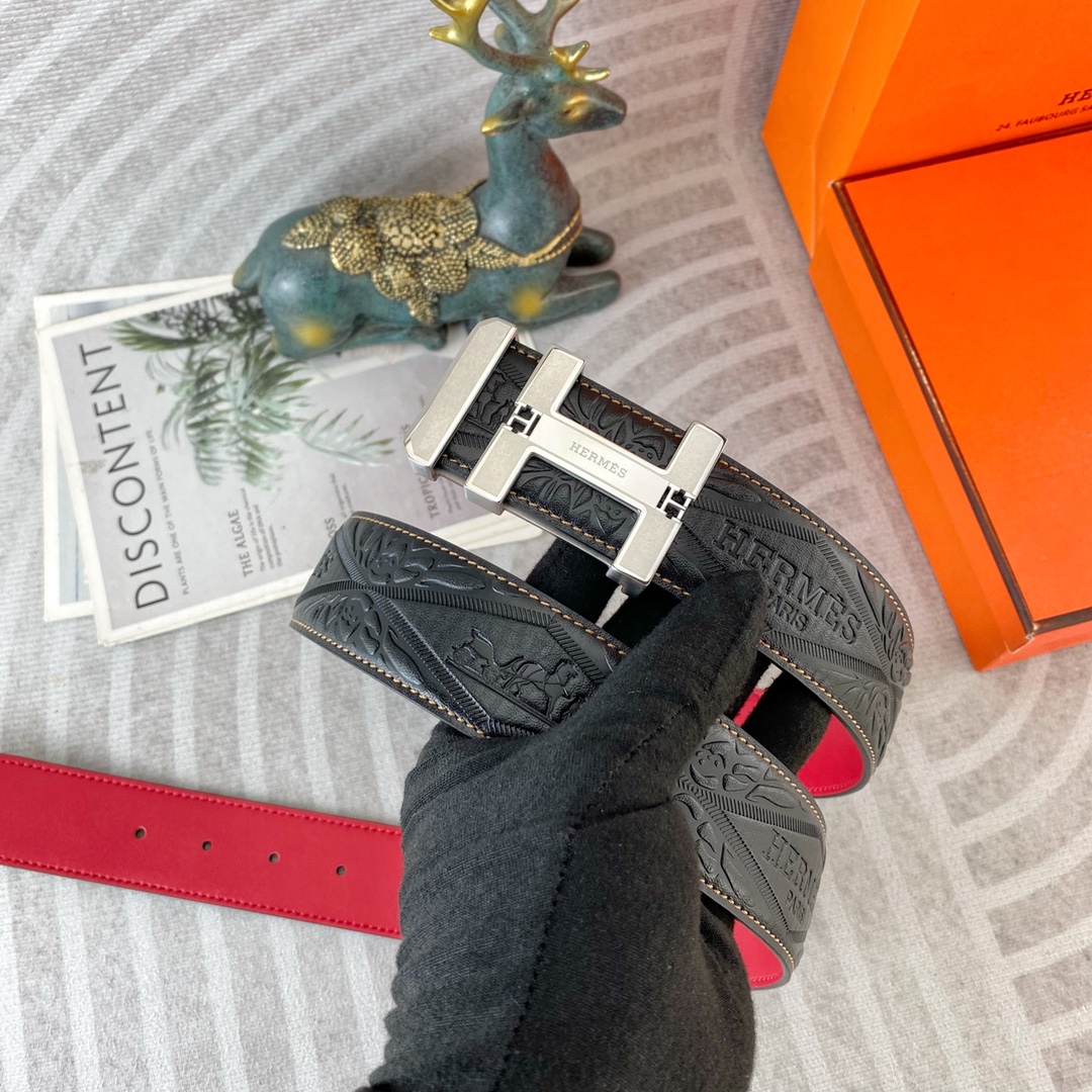 爱马仕💕 特种皮腰带系列 ，原厂五金精品不锈钢扣，手感柔软舒适 宽3.8CM。