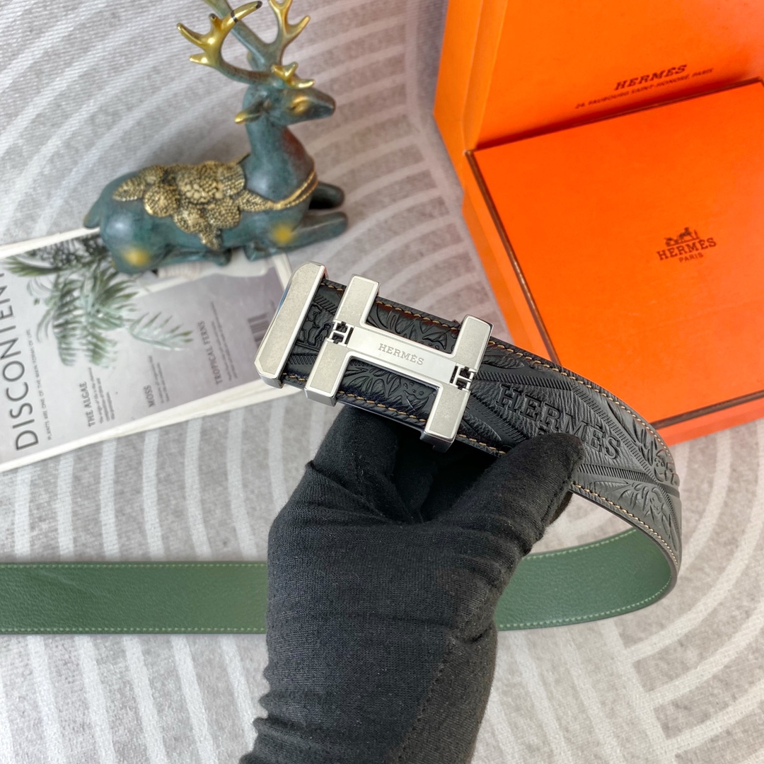 爱马仕💕 特种皮腰带系列 ，原厂五金精品不锈钢扣，手感柔软舒适 宽3.8CM。
