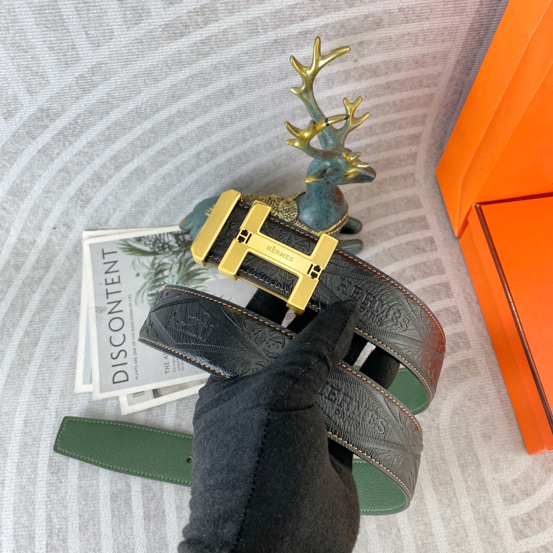 爱马仕💕 特种皮腰带系列 ，原厂五金精品不锈钢扣，手感柔软舒适 宽3.8CM。