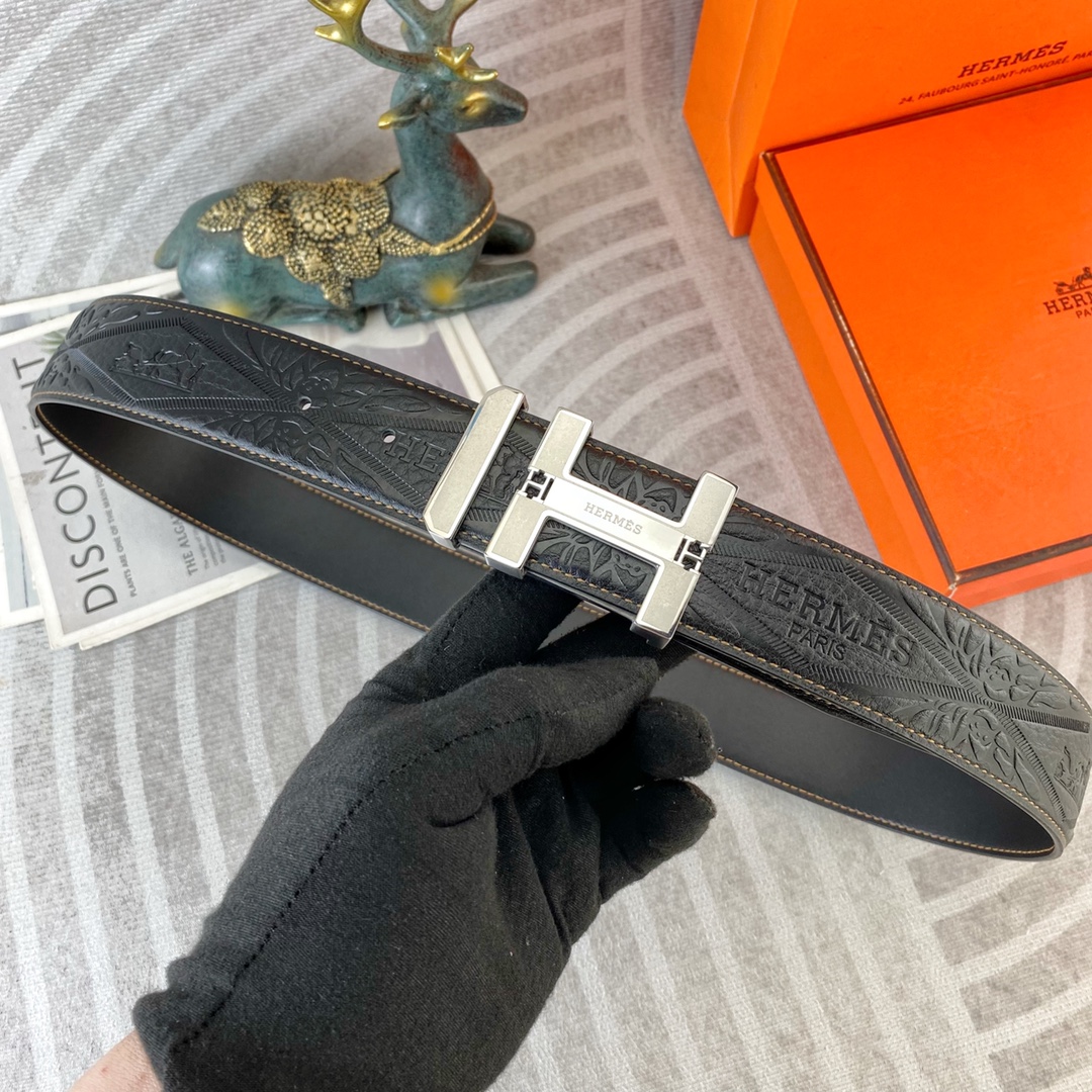 爱马仕💕 特种皮腰带系列 ，原厂五金精品不锈钢扣，手感柔软舒适 宽3.8CM。