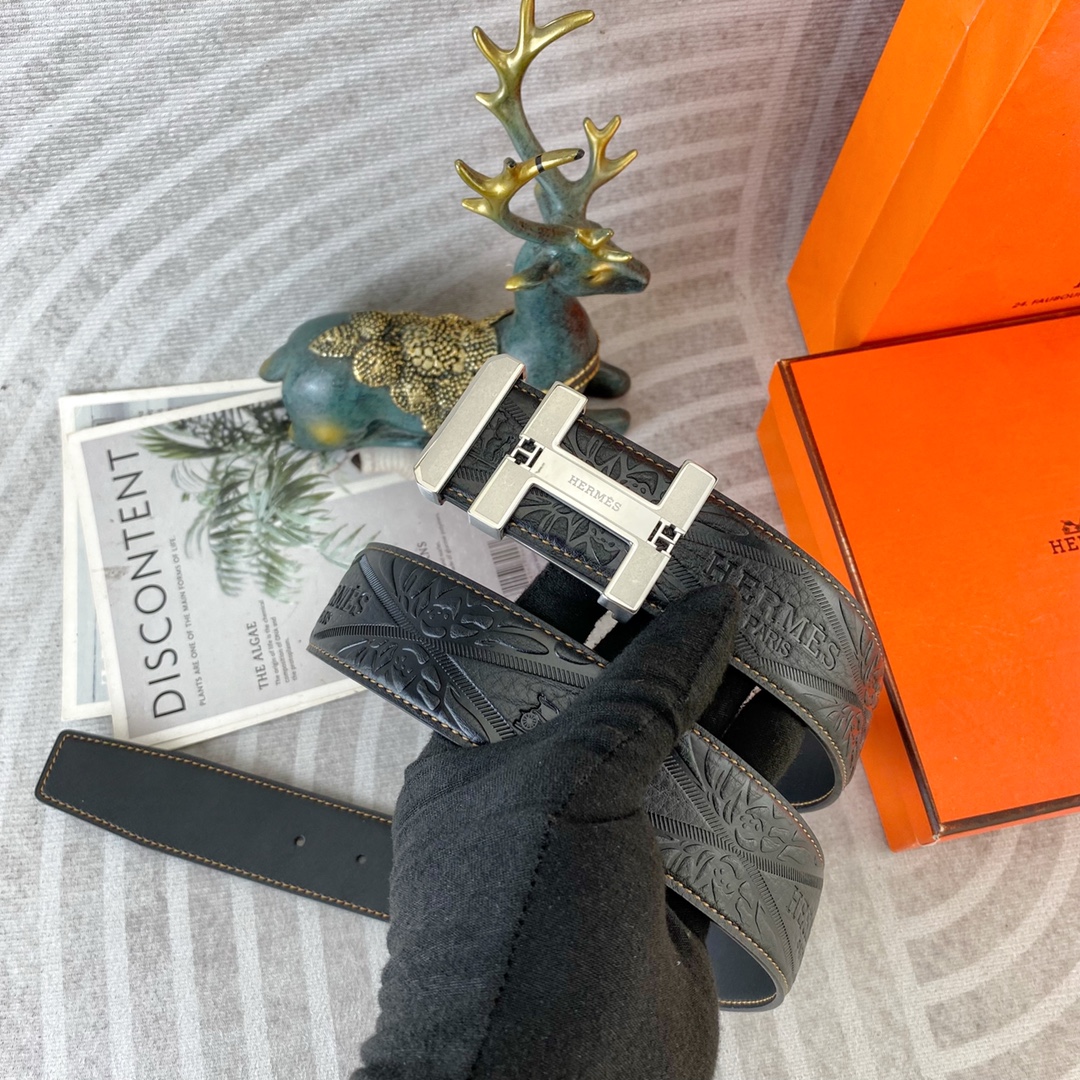 爱马仕💕 特种皮腰带系列 ，原厂五金精品不锈钢扣，手感柔软舒适 宽3.8CM。