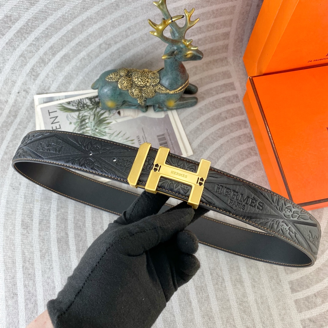爱马仕💕 特种皮腰带系列 ，原厂五金精品不锈钢扣，手感柔软舒适 宽3.8CM。