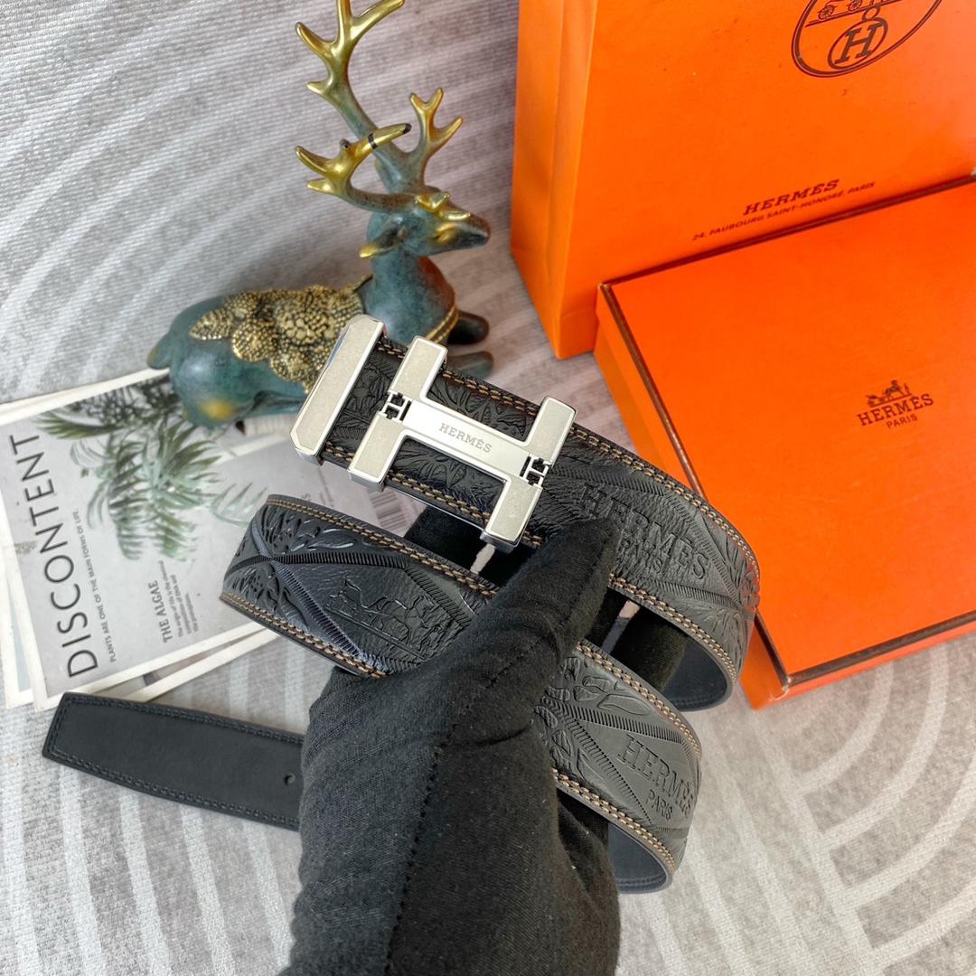 爱马仕💕 特种皮腰带系列 ，原厂五金精品不锈钢扣，手感柔软舒适 宽3.8CM。