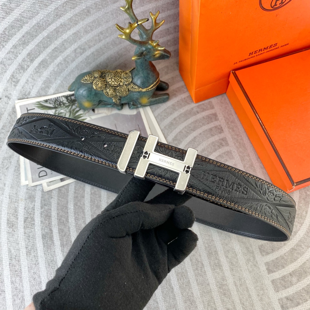 爱马仕💕 特种皮腰带系列 ，原厂五金精品不锈钢扣，手感柔软舒适 宽3.8CM。