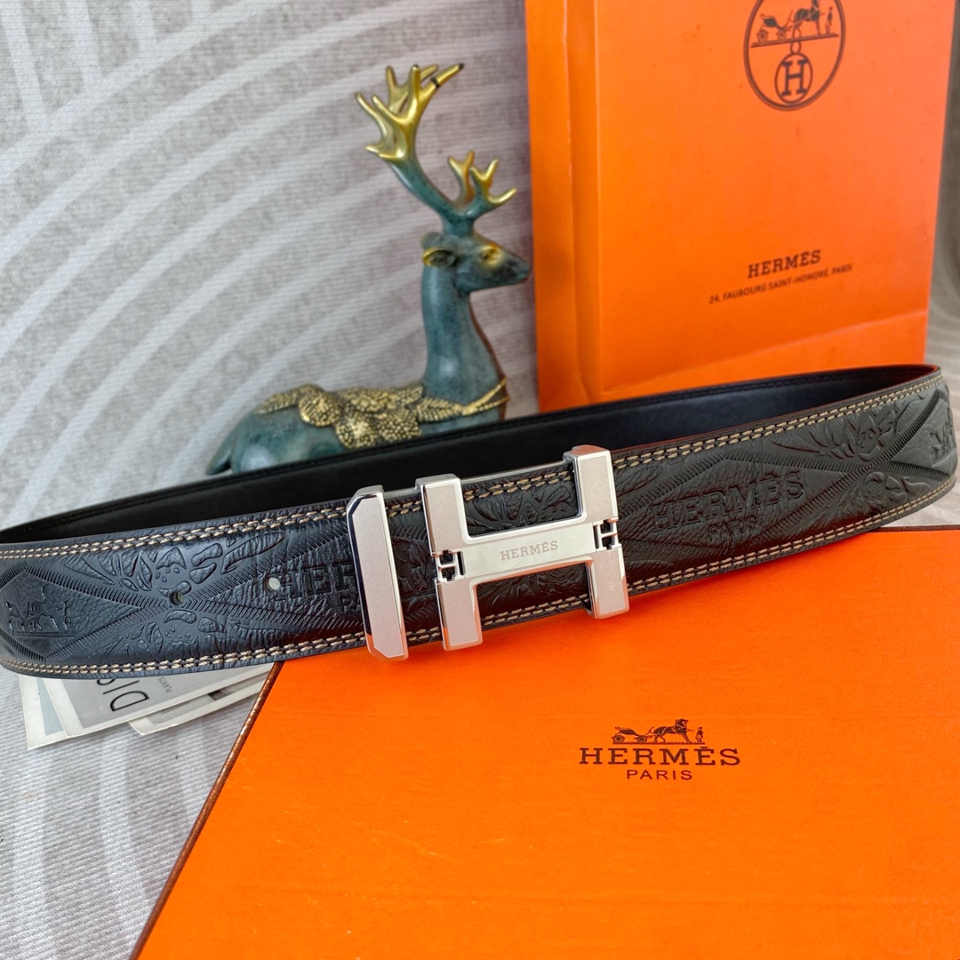 爱马仕💕 特种皮腰带系列 ，原厂五金精品不锈钢扣，手感柔软舒适 宽3.8CM。