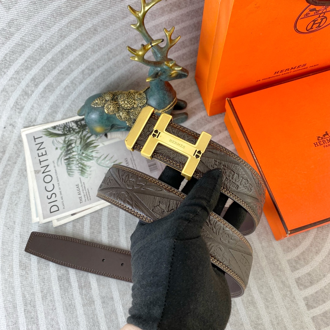爱马仕💕 特种皮腰带系列 ，原厂五金精品不锈钢扣，手感柔软舒适 宽3.8CM。