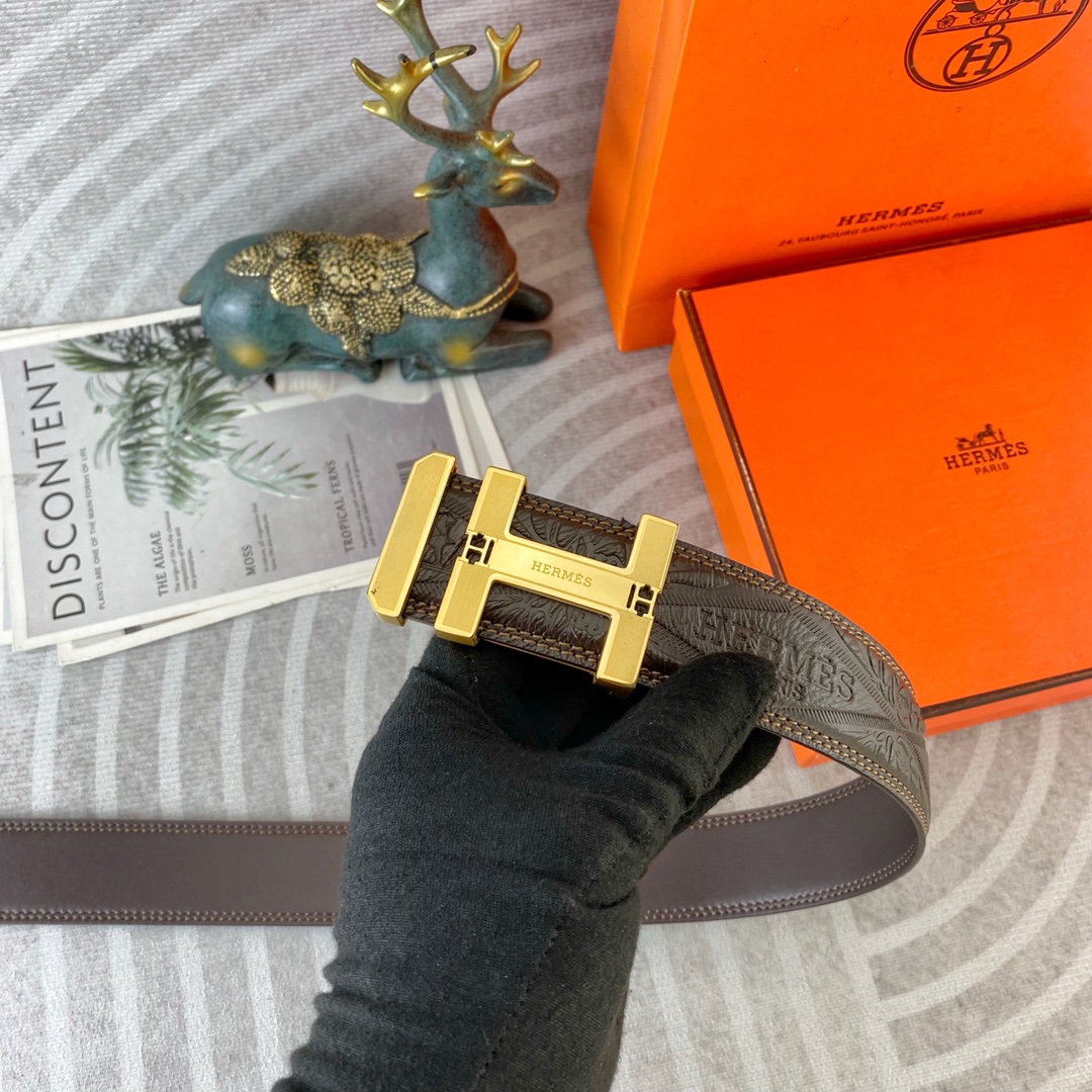 爱马仕💕 特种皮腰带系列 ，原厂五金精品不锈钢扣，手感柔软舒适 宽3.8CM。