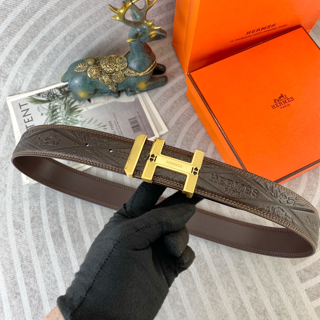 爱马仕💕 特种皮腰带系列 ，原厂五金精品不锈钢扣，手感柔软舒适 宽3.8CM。