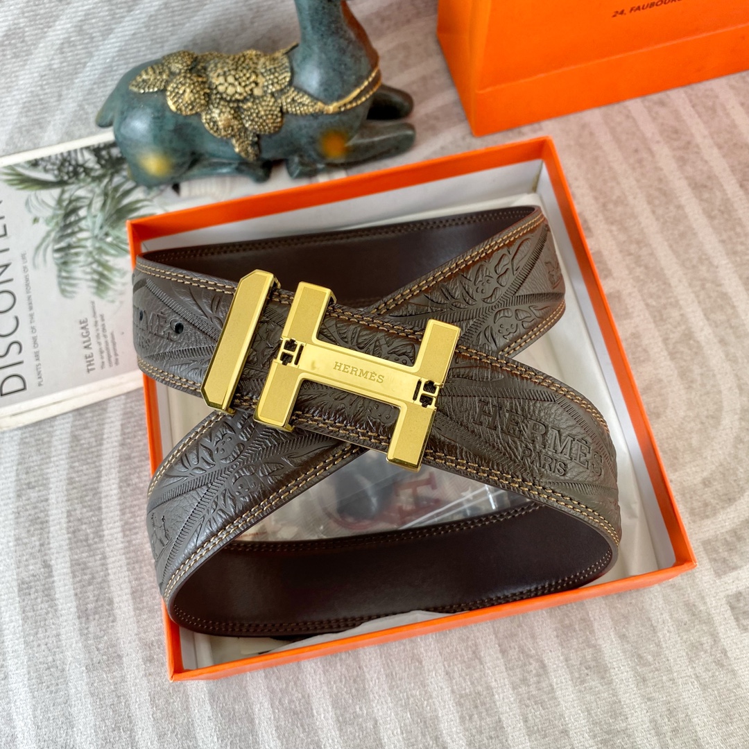 爱马仕💕 特种皮腰带系列 ，原厂五金精品不锈钢扣，手感柔软舒适 宽3.8CM。
