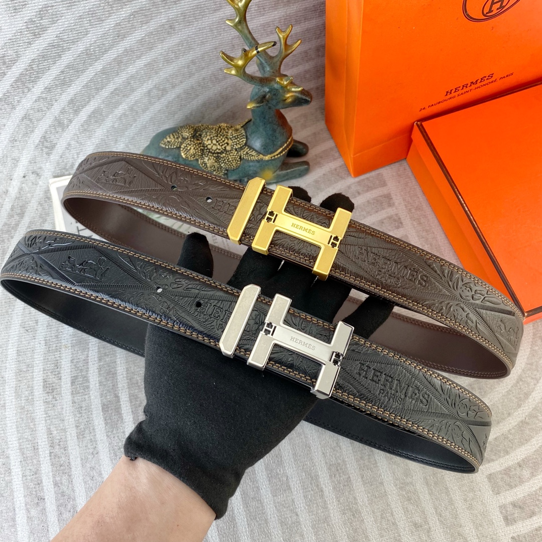 爱马仕💕 特种皮腰带系列 ，原厂五金精品不锈钢扣，手感柔软舒适 宽3.8CM。