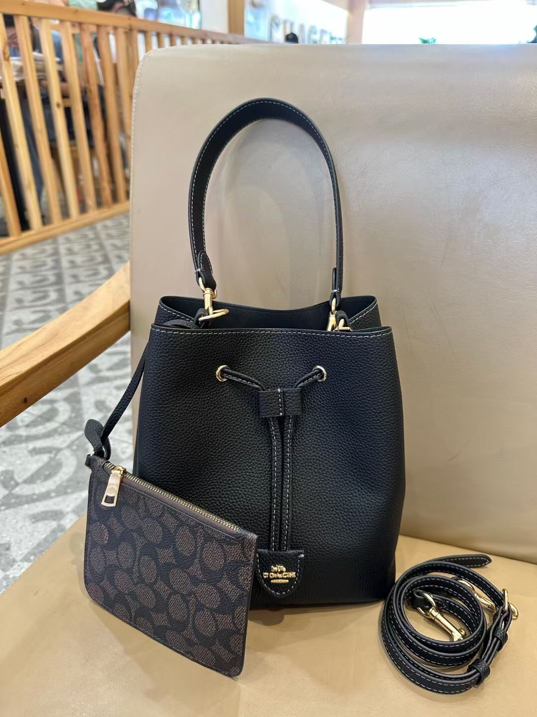 [New product in November] Coach CBH07 CBH06 classic presbyopic Rowan drawstring shoulder crossbody bucket bag, mother-in-law bag, with detachable