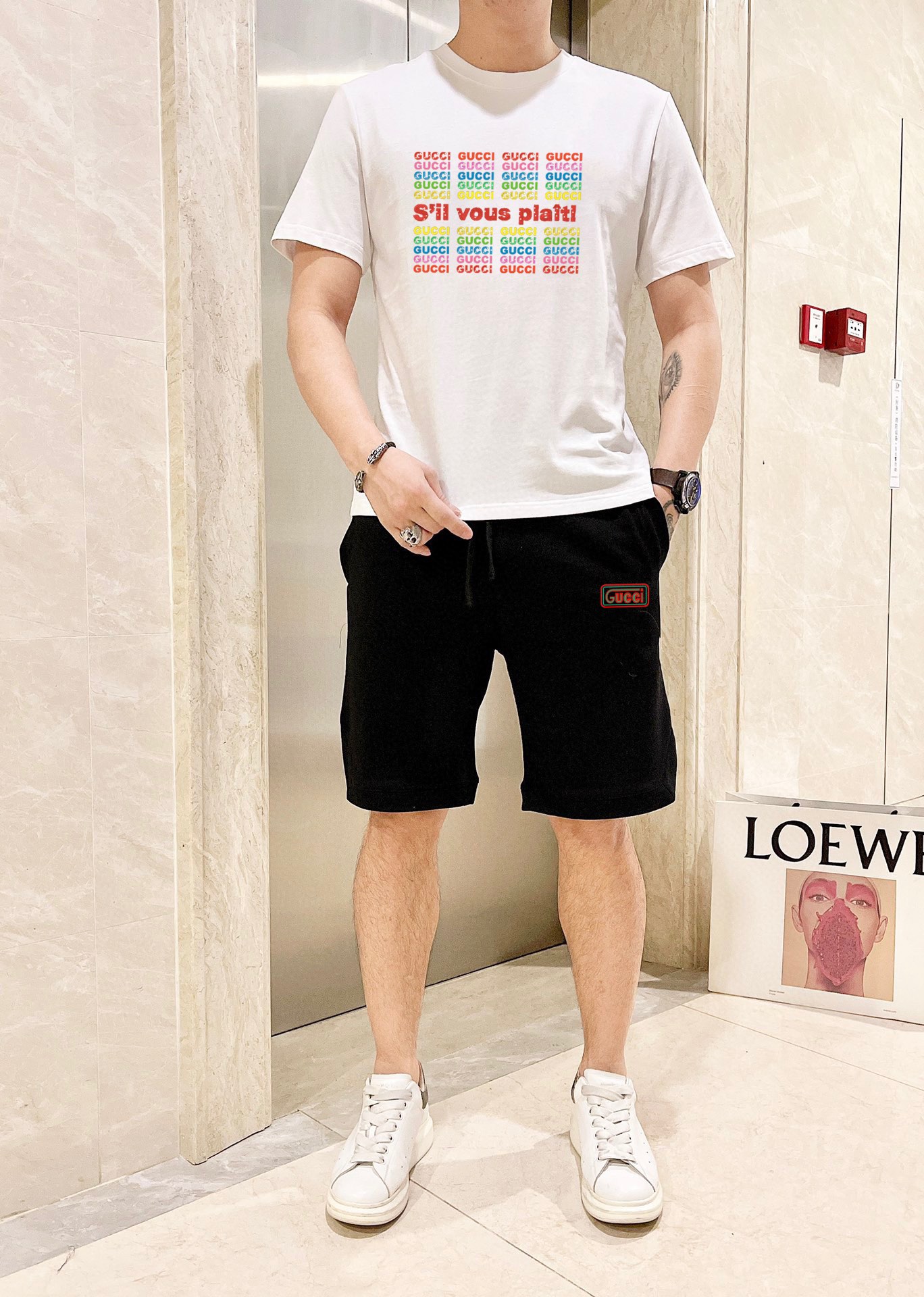 Gucci 品牌【GUCCI 古奇】 2025新款男士短袖短裤套装 销售 市面高端版本 手感细腻柔软 让你穿着更加舒适 立体裁剪版型超赞 尺码:M-5XL下单请报身高体重