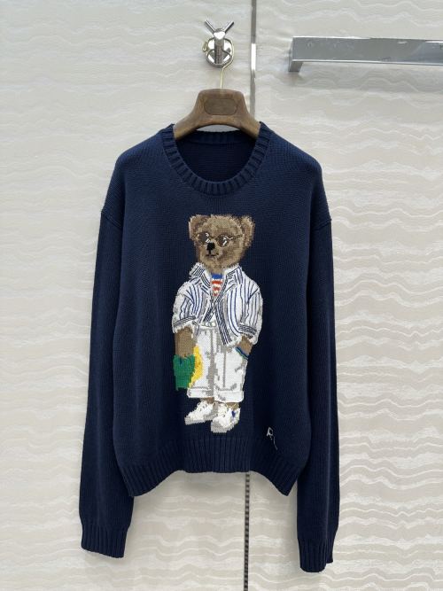 Ralph Lauren Bear Sweater, Nautical Striped Design, Relaxed Fit, Size S 1 Ralph Lauren Bear Sweater, Nautical Striped Design, Relaxed Fit, Size S
