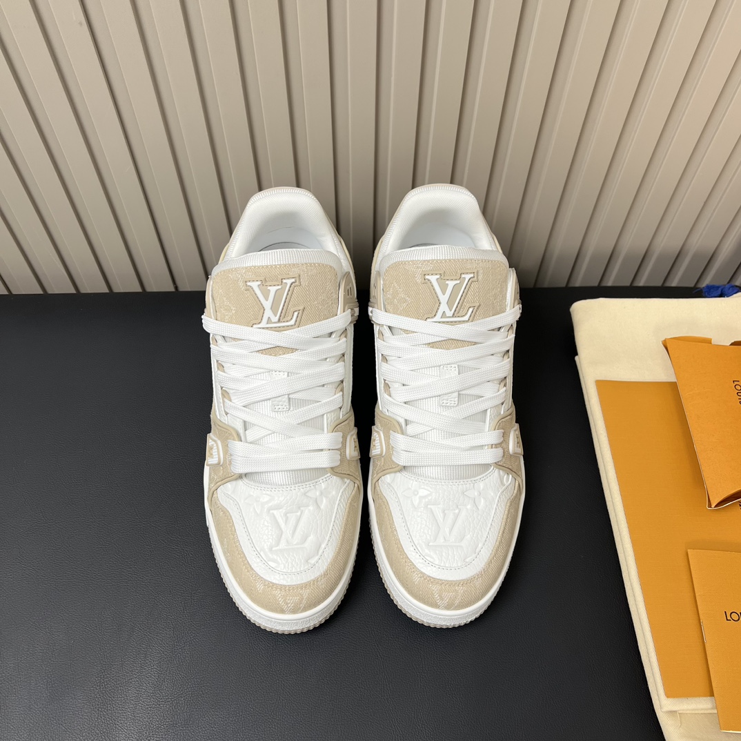 Louis Vuitton Trainer Sneaker Monogram Embossed Calf Leather White