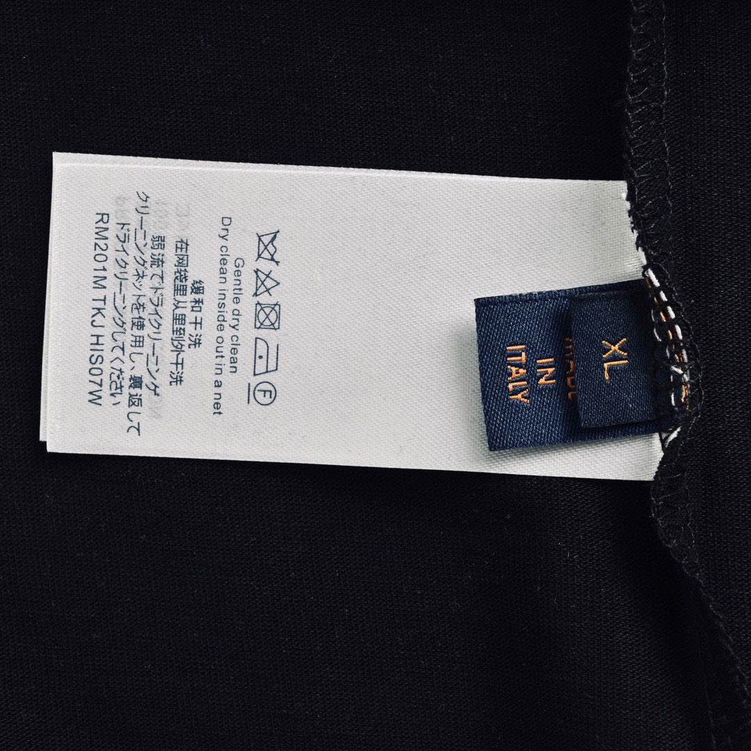 路易威登/Louis Vuitton 夏季新款 压胶印花字母撞色拼接圆领短袖T恤 白色/黑色