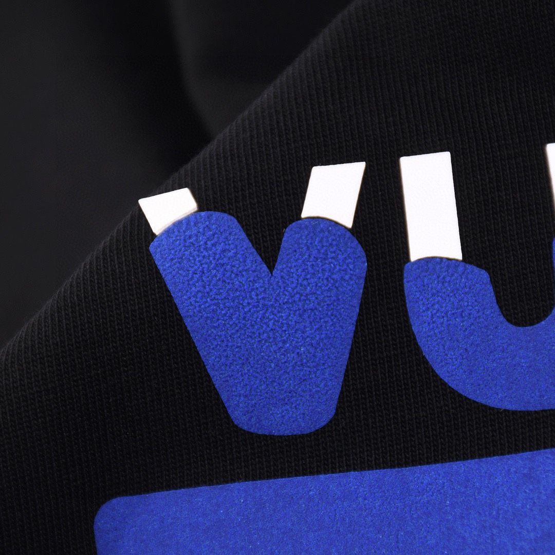 路易威登/Louis Vuitton 夏季新款 压胶印花字母撞色拼接圆领短袖T恤 白色/黑色