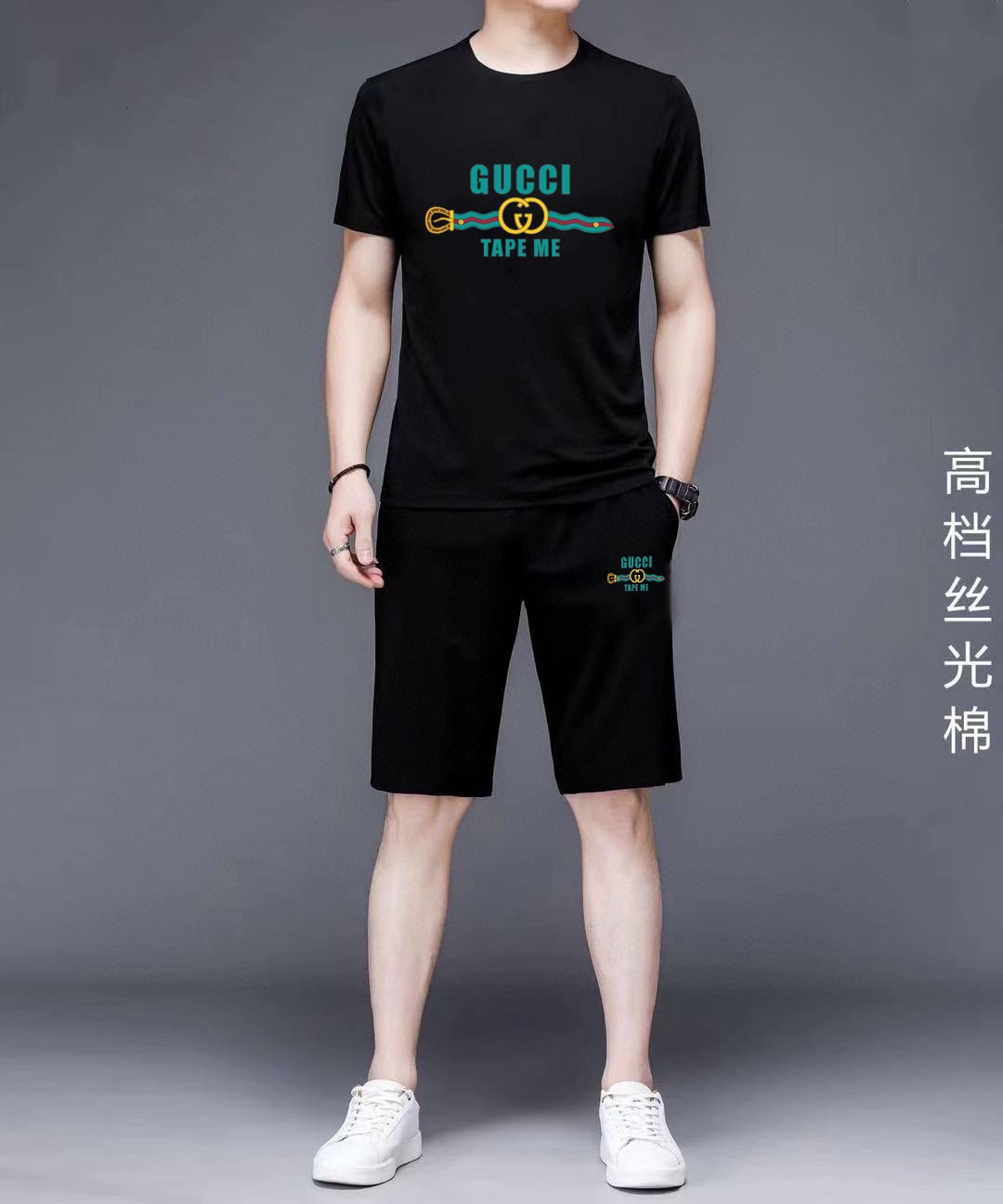 Gucci 品牌【GUCCI 古奇】 2025新款男士短袖短裤套装 销售 市面高端版本 手感细腻柔软 让你穿着更加舒适 立体裁剪版型超赞 尺码:M-5XL下单请报身高体重