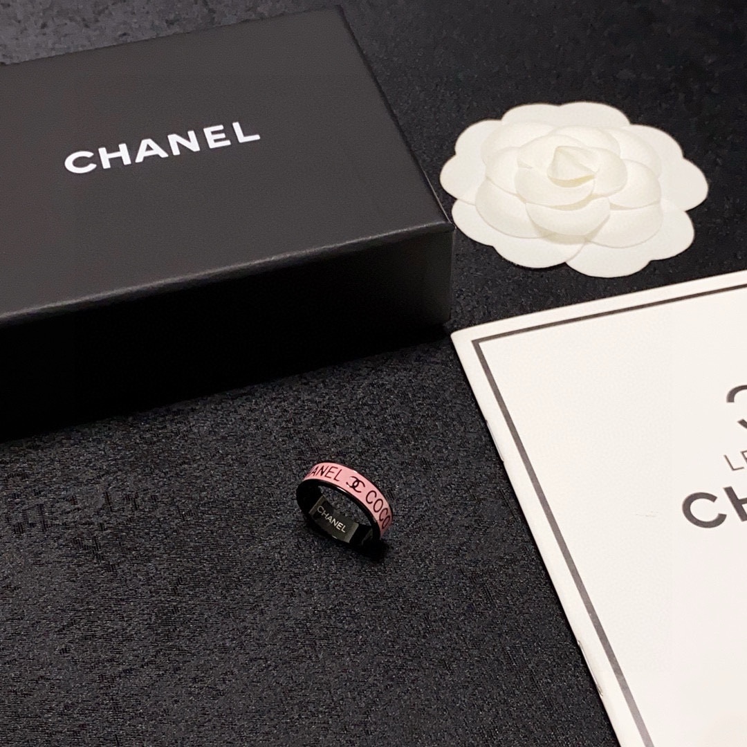 Chanel-Style Pink & Black Ring with Iconic CC Logo, Summer Essential 10 i1751032433 2921 8