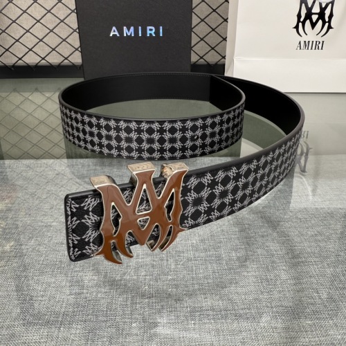 Amiri Reversible Leather Belt with Logo Buckle, Black/White, 3.8cm Width 1 Amiri Reversible Leather Belt with Logo Buckle, Black/White, 3.8cm Width