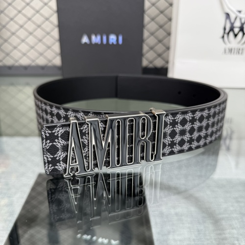 Amiri Reversible Leather Belt with Logo Buckle, 3.8cm Width - New Arrival