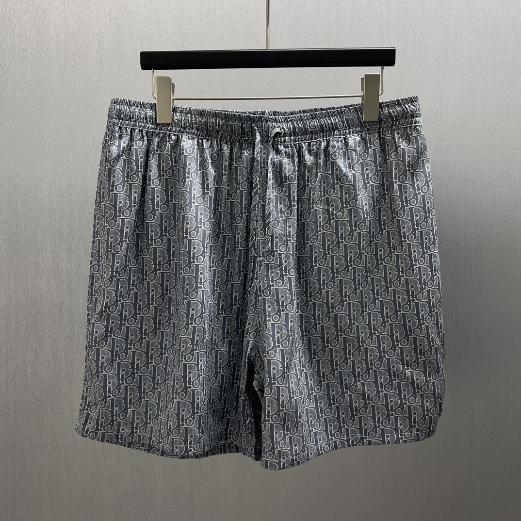 P175🧧CD Tela de sarga de seda morera Pantalones cortos con estampado Oblique TALLA: S-XL Estos pantalones cortos resal…