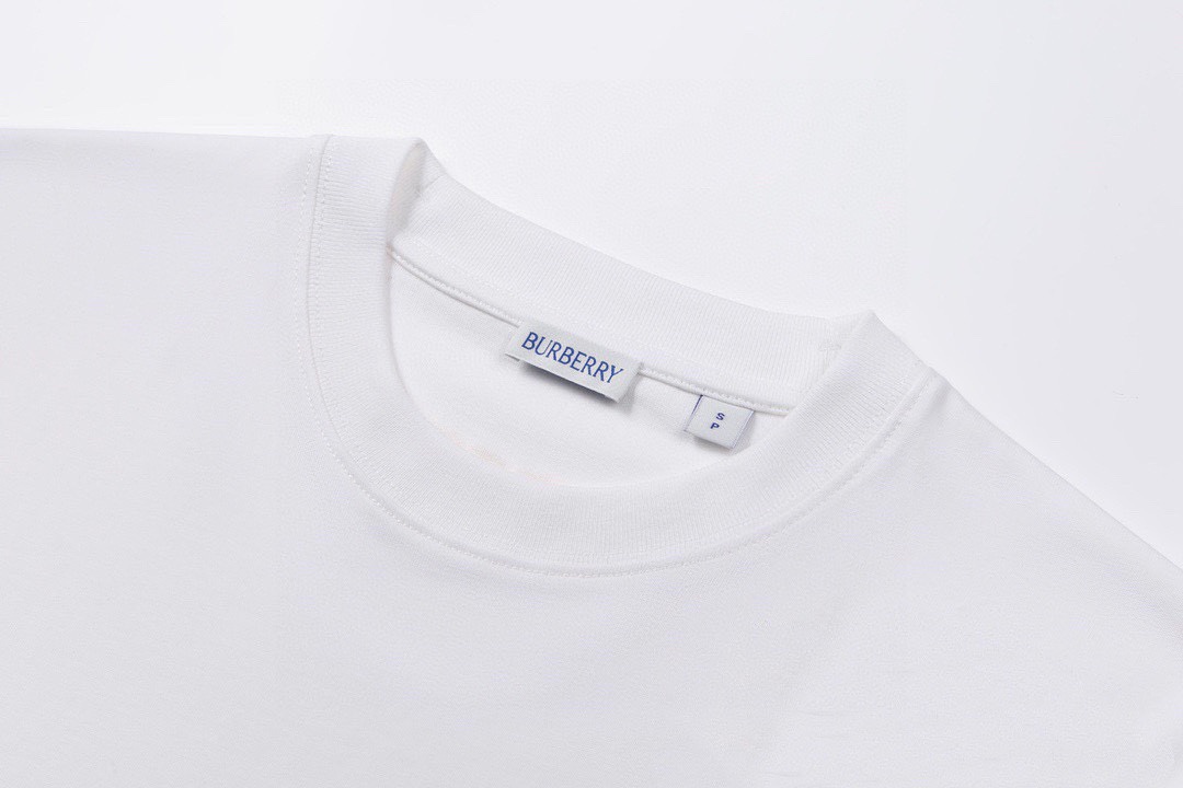 巴宝莉/Burberry 夏季新款 蓝骑士战马刺绣圆领短袖T恤 黑色/白色