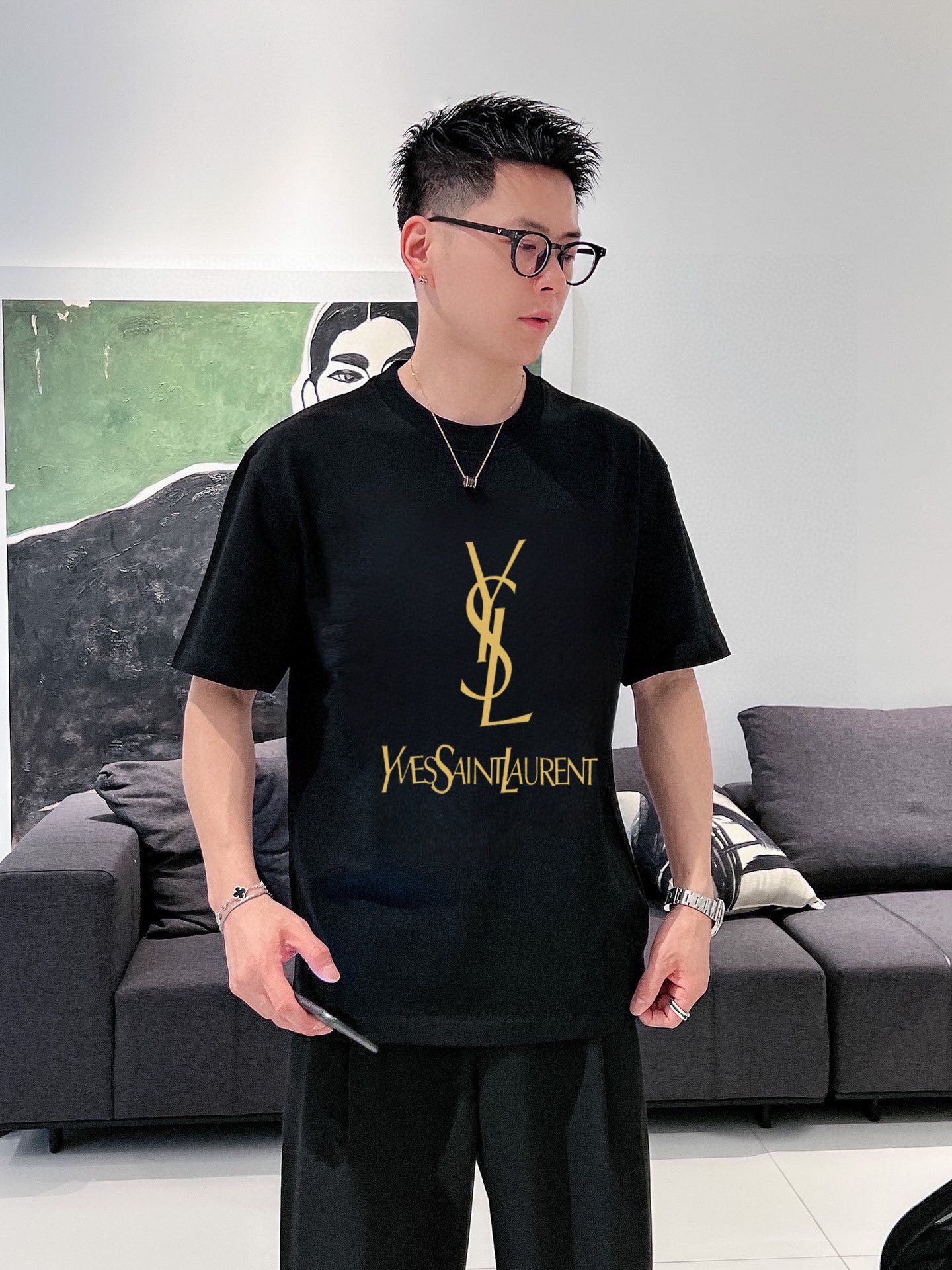 Saint Laurent 品牌【YSL圣罗兰】(胖子福音) 男士休闲短袖T恤 2025春夏新品