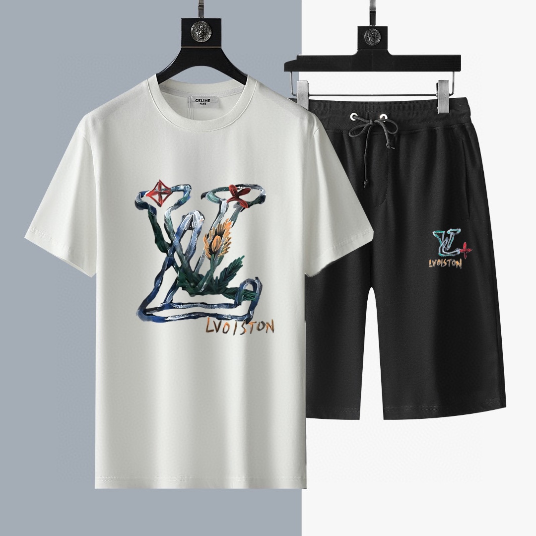Louis Vuitton 品牌【LV路易威登】 2025新款男士短袖短裤套装 销售 市面高端版本 手感细腻柔软 让你穿着更加舒适 立体裁剪版型超赞 尺码:M-5XL下单请报身高体重