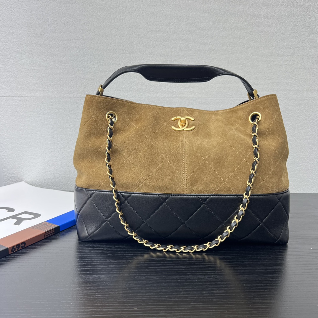 25A Taller de artesanía avanzada Ante Piel de oveja Bolso de compras doble Bolso de hombro Hardware antiguo Tamaño: 36 …