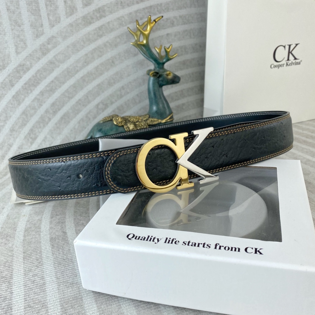 CK 💕 特种皮腰带系列 ，原厂五金精品不锈钢扣，手感柔软舒适 宽3.8CM。