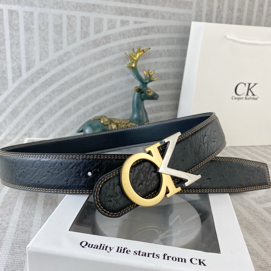 CK 💕 特种皮腰带系列 ，原厂五金精品不锈钢扣，手感柔软舒适 宽3.8CM。