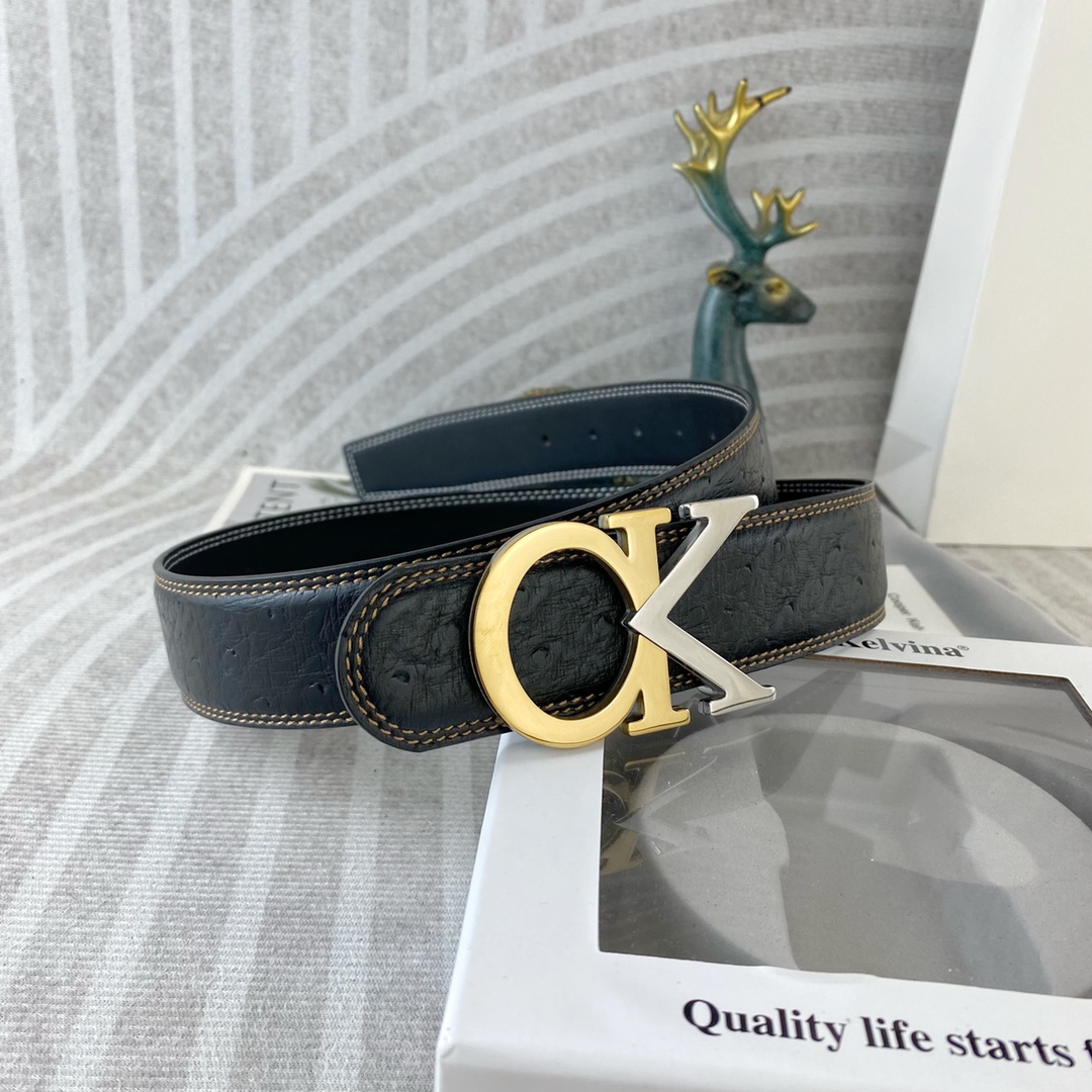CK 💕 特种皮腰带系列 ，原厂五金精品不锈钢扣，手感柔软舒适 宽3.8CM。
