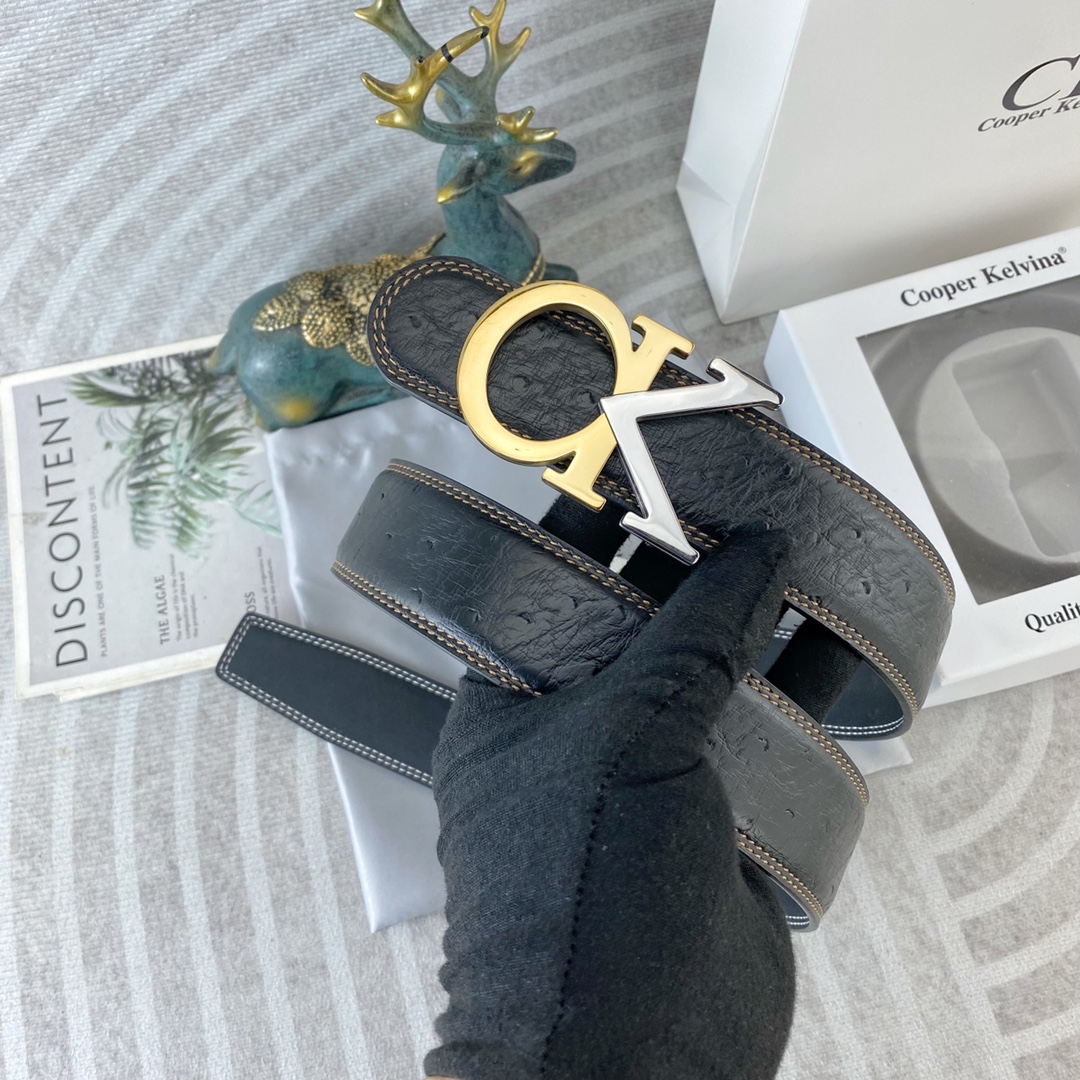 CK 💕 特种皮腰带系列 ，原厂五金精品不锈钢扣，手感柔软舒适 宽3.8CM。
