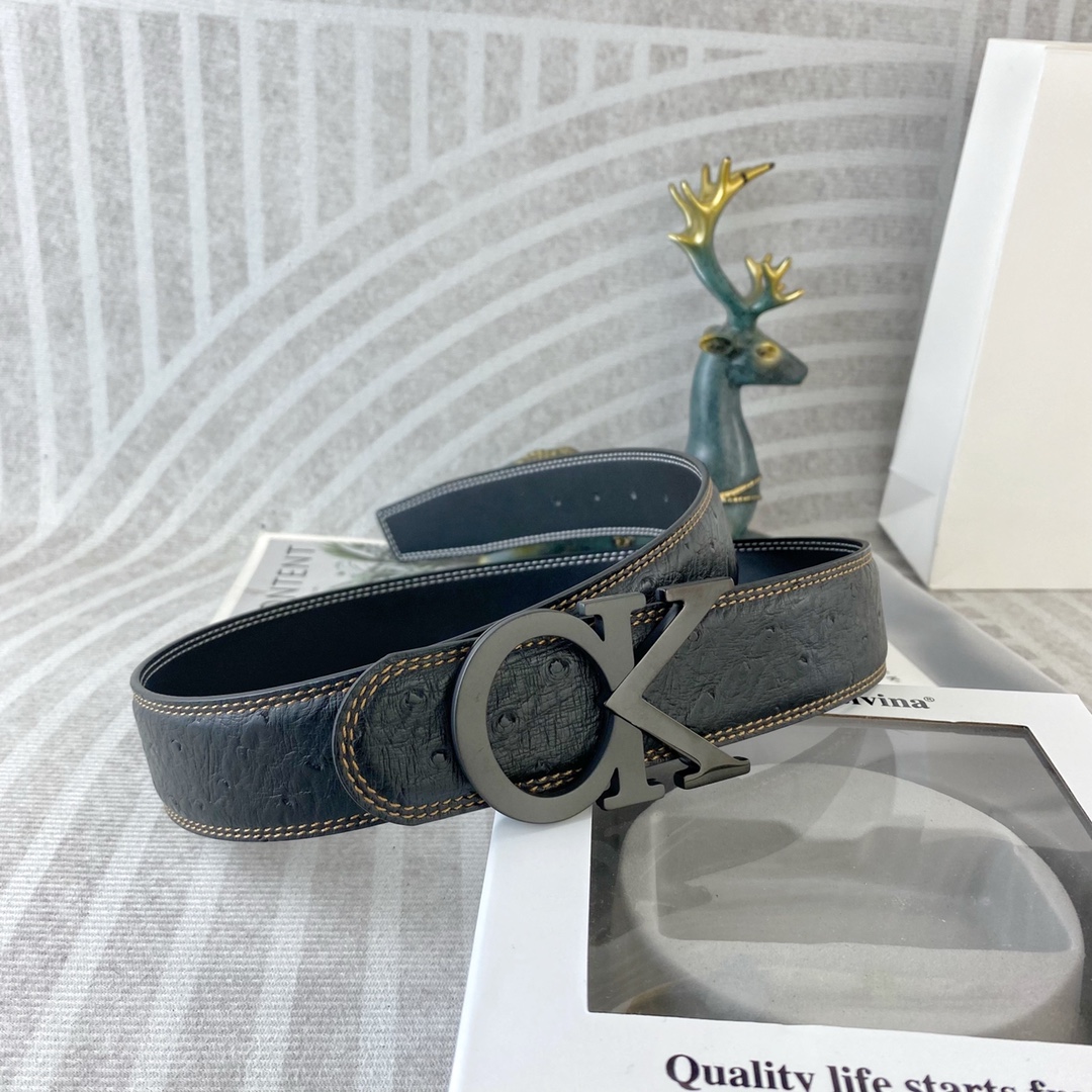CK 💕 特种皮腰带系列 ，原厂五金精品不锈钢扣，手感柔软舒适 宽3.8CM。