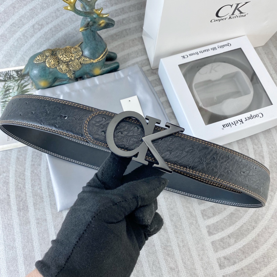 CK 💕 特种皮腰带系列 ，原厂五金精品不锈钢扣，手感柔软舒适 宽3.8CM。