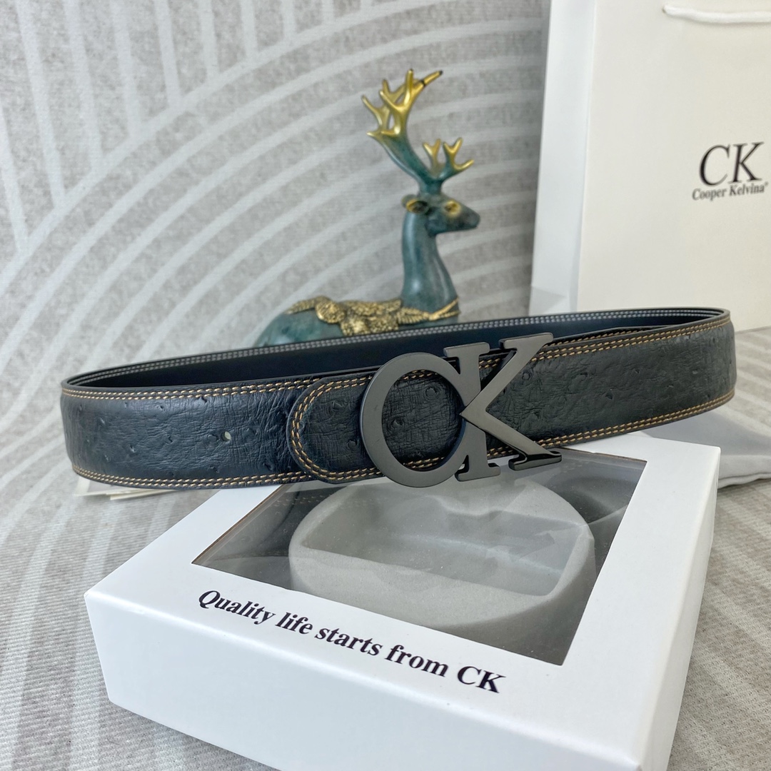 CK 💕 特种皮腰带系列 ，原厂五金精品不锈钢扣，手感柔软舒适 宽3.8CM。
