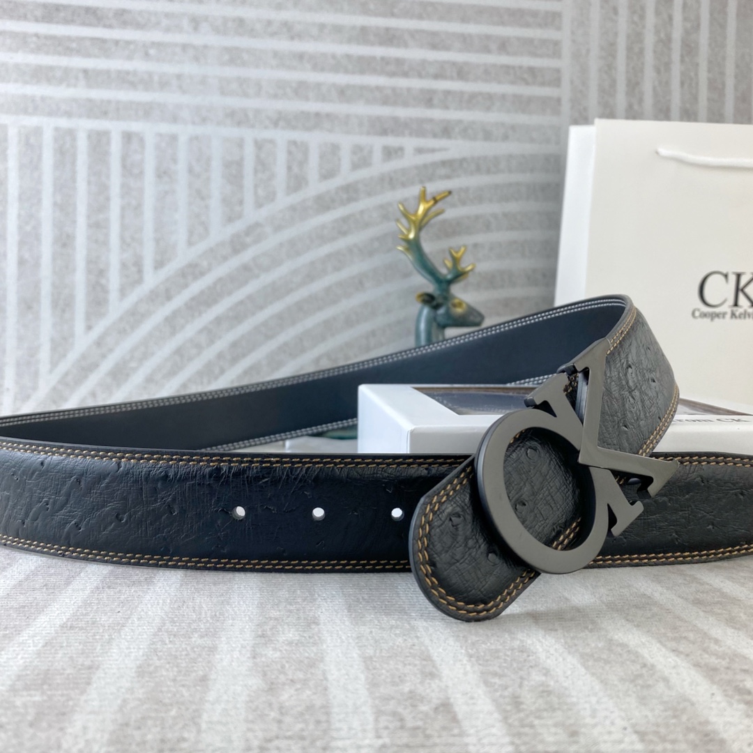 CK 💕 特种皮腰带系列 ，原厂五金精品不锈钢扣，手感柔软舒适 宽3.8CM。