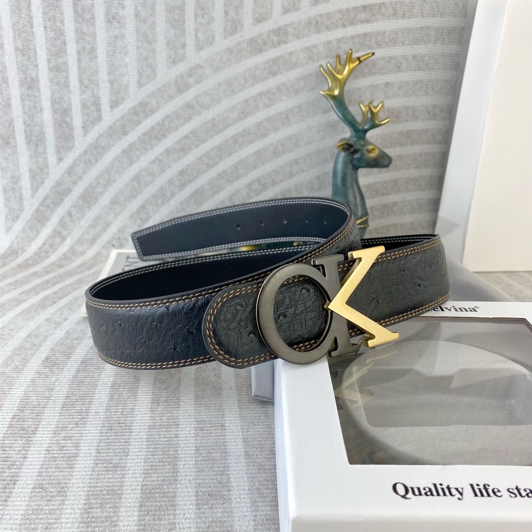 CK 💕 特种皮腰带系列 ，原厂五金精品不锈钢扣，手感柔软舒适 宽3.8CM。