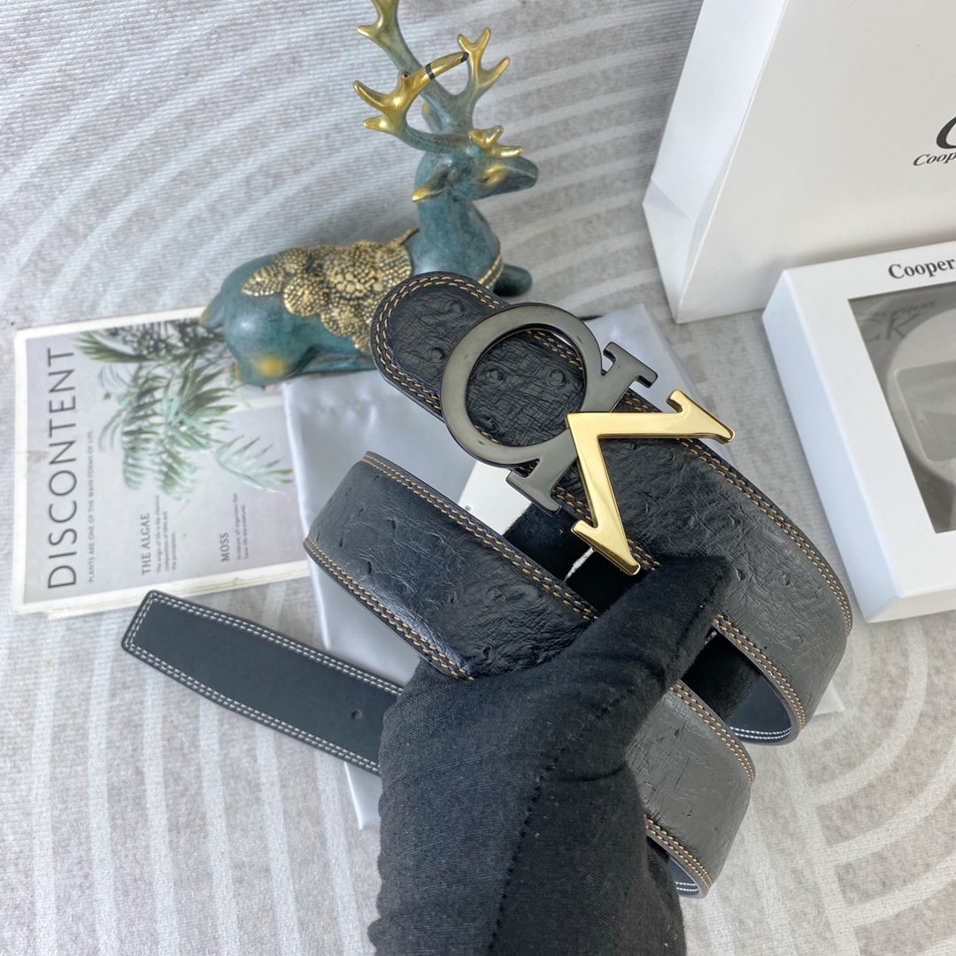 CK 💕 特种皮腰带系列 ，原厂五金精品不锈钢扣，手感柔软舒适 宽3.8CM。