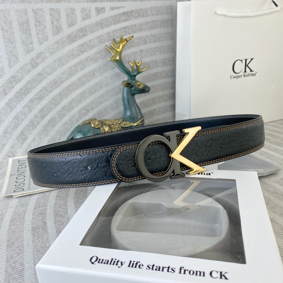 CK 💕 特种皮腰带系列 ，原厂五金精品不锈钢扣，手感柔软舒适 宽3.8CM。