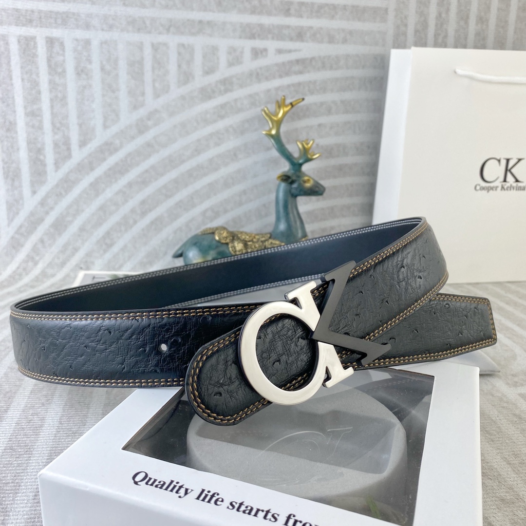 CK 💕 特种皮腰带系列 ，原厂五金精品不锈钢扣，手感柔软舒适 宽3.8CM。