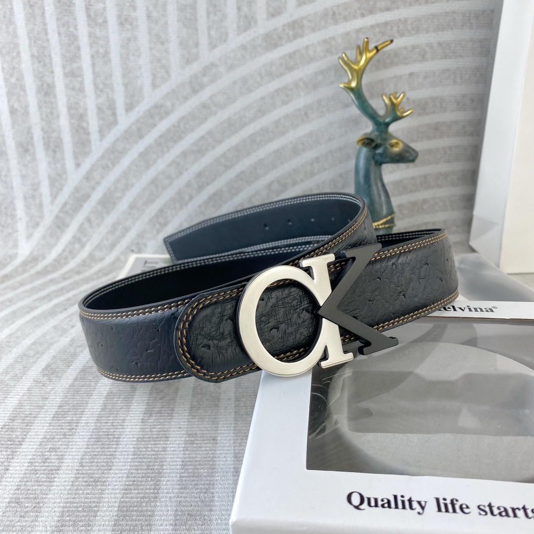 CK 💕 特种皮腰带系列 ，原厂五金精品不锈钢扣，手感柔软舒适 宽3.8CM。